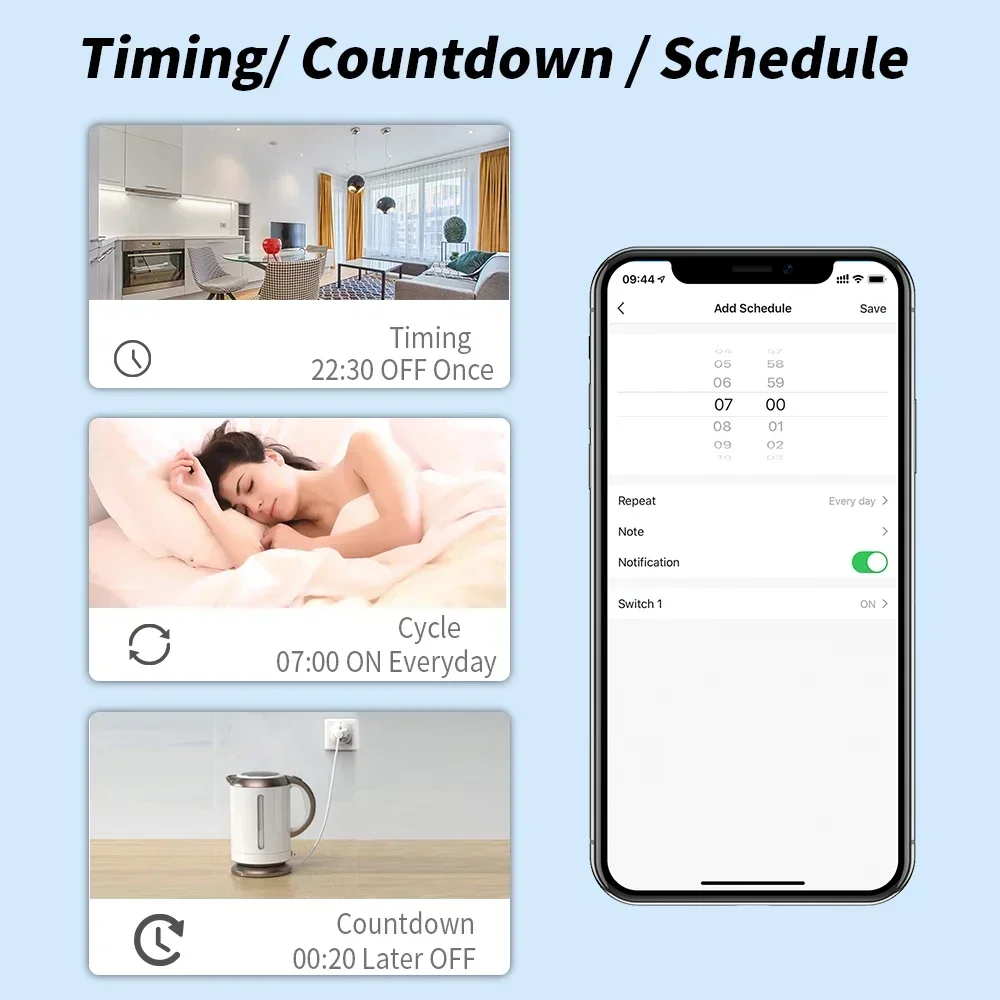 Tuya Wifi 16A/20A EU Electricity Meter Socket Power Monitor Plug Electricity Mon
