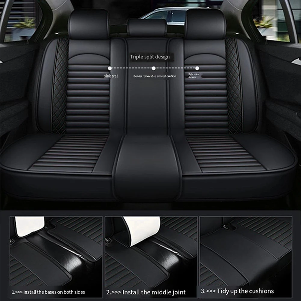 11Pcs 5 Seats Full Surrounded Seat Protector Leather Vehicle Seat Cushion Front Rear Seats Protective Covers for Most Cars