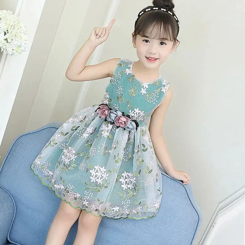 

two piece child girl child T-shirt set big boy Baby short sleeve sundress Denim skirt summer dress Zhongdatong girl girl dress