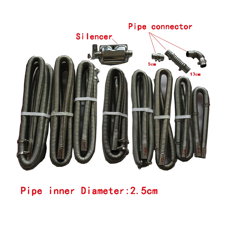 0.6m 1m 1.2m 1.5m 1.8m 2m 2.5m 3mAir Diesel Parking Heater Stainless Steel Exhaust Pipe Tube Gas Vent Hose CarTruck silencer VAN