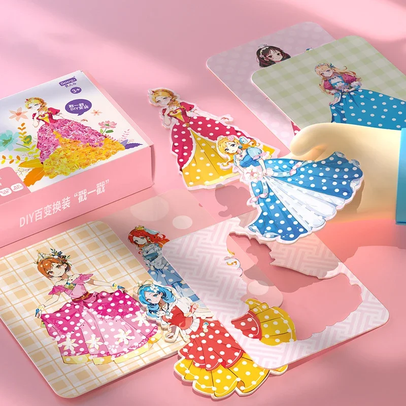 Puzzle Puncture Painting with 3 Princess Board Stickers-Fabric Poking Art DIY Gifts for Kids Birthday Easter Age