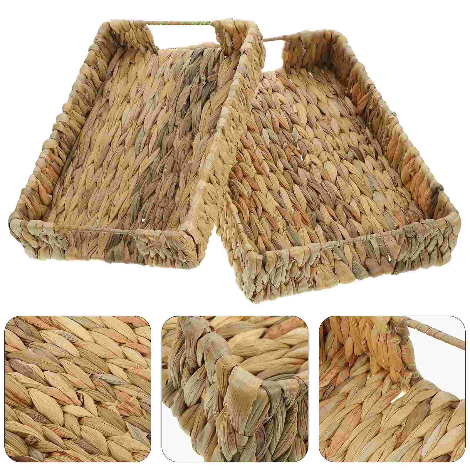 

2Pcs Woven Bread Basket Fruit Basket Tabletop Food Serving Basket Sundries Holder