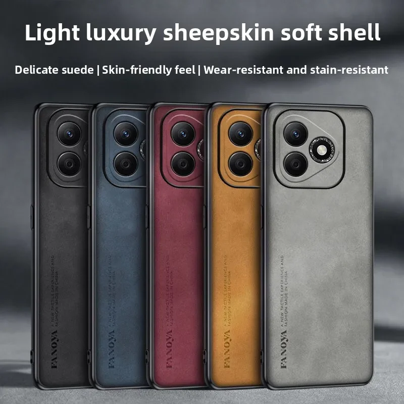 Enhanced Plain PU Leather Phone Case with Smart Matte Soft Silicone Shockproof Protection Cover