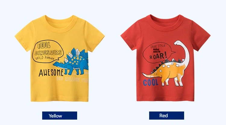 2024 Kids Shirts Dinosaur Printed Cartoon T Shirt for Boys Summer Animal Printing Boy T Shirt Tops Tees Children Clothes