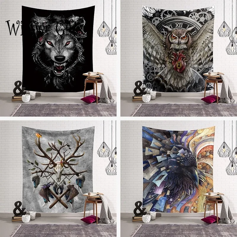 

Animal wolf owl Tapestry Wall Hanging Decor Various styles Psychedelic Abstract Carpet Cloth Tapestries