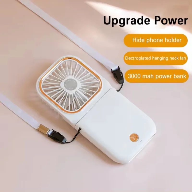 

Creative Hanging Neck Cooler USB Fan Foldable Phone Holder Mini Portable Power Bank 3000mah Mobile Power Supply Powerbanks Gifts