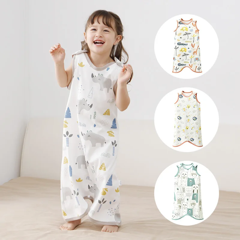 0.5TOG Summer Vest Sleepsack For Baby Boy Girl Unisex Sleeping Bag Children Sleeveless Cartoon Printed Sleep Robe Sleepwear