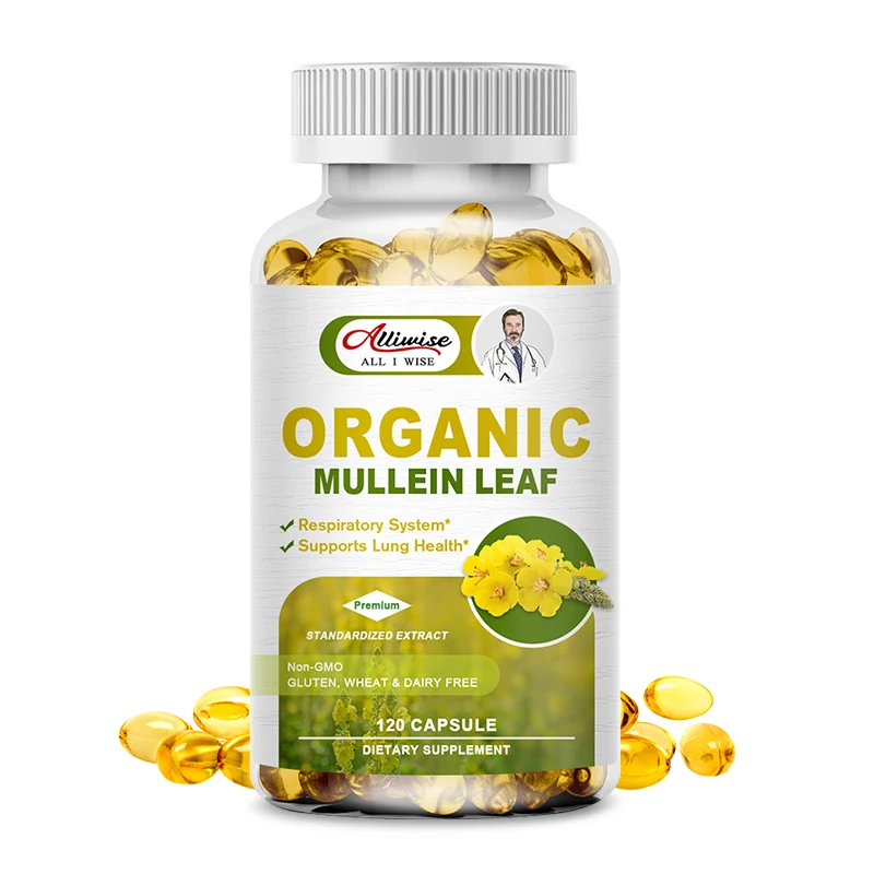 Herbal Plant Mullein Capsules Clean Lungs Protect Respiratory System Clear Heat Mucous Membranes Lung Cleanse mullein leaf extract lung detox capsules