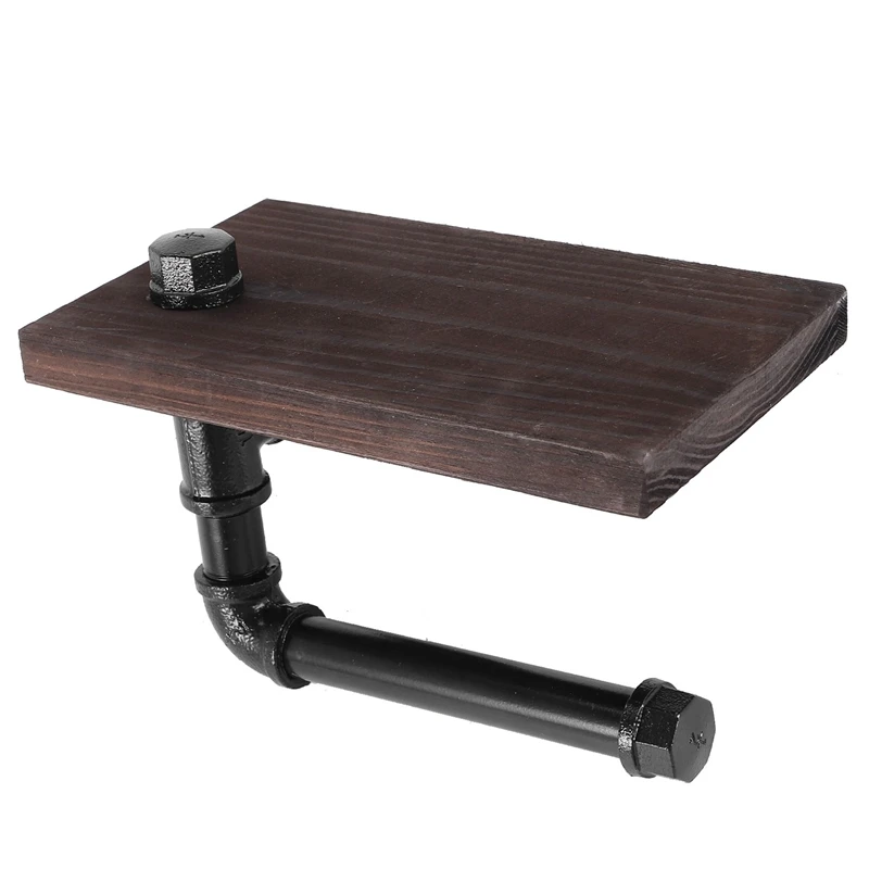 Rustic Industrial Toilet Paper Roll Holder,Pipe Floating Holder For Home/Bathroom,Wall Mounted Shelf