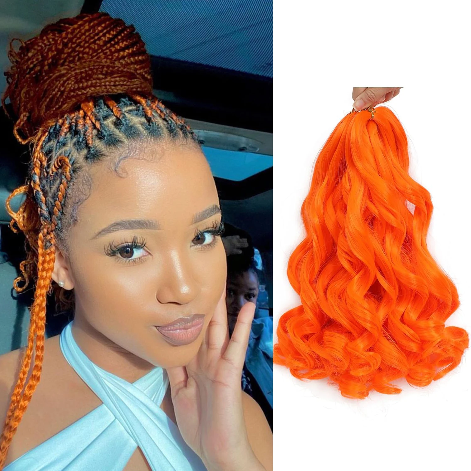 Capelli Ricci Francesi per Intrecciare, Extension Sintetiche Ondulate e Voluminose da 12/16/20/22 Pollici - immagine 6