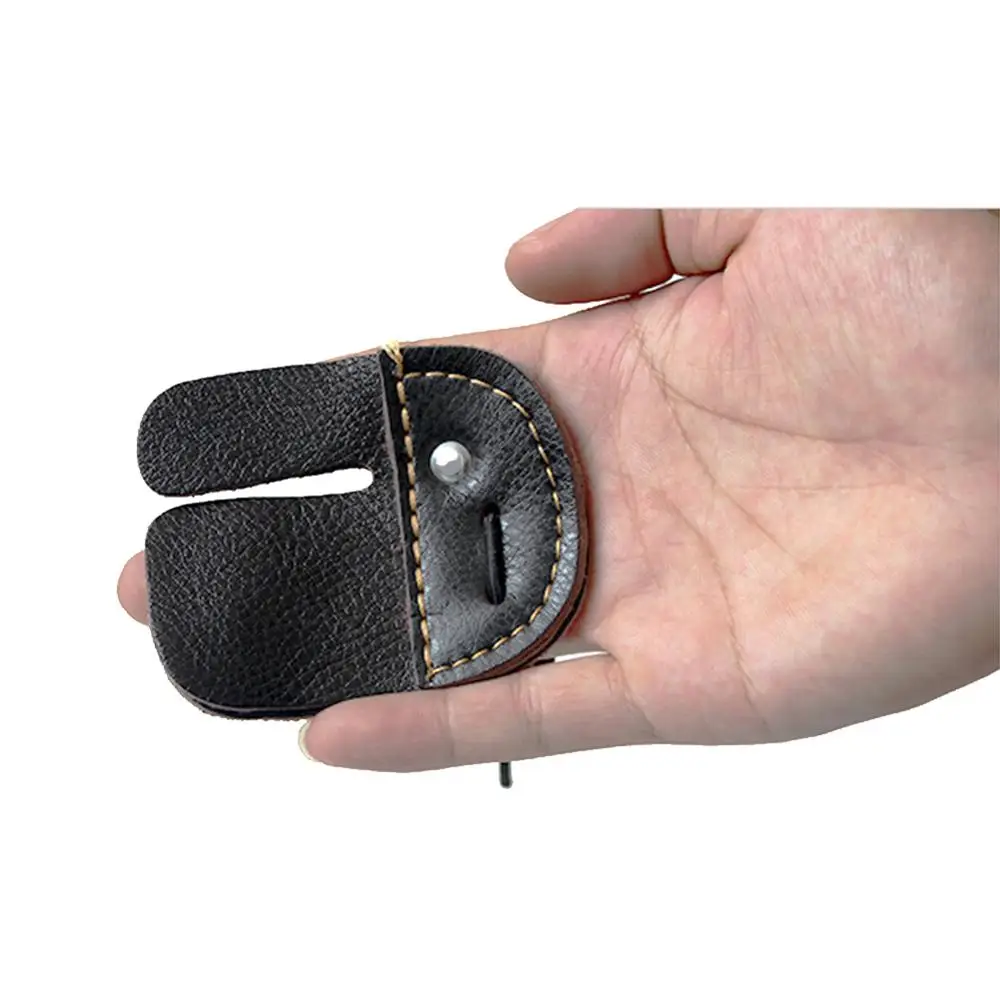 Cow Leather Archery Finger Guard Protection Pad Glove Tab Bow Shooting Hand Guard Tool Arrow Training Shooting Hunting Supplies