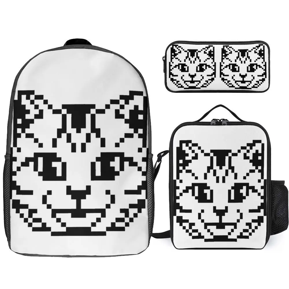 3 In 1 Set 17 Pollici Zaino Lunch Bag Pen Bag Jeane Head No More Heroes Cat Grigio Scuro Cl Firm Lunch Tote Cozy School Funny