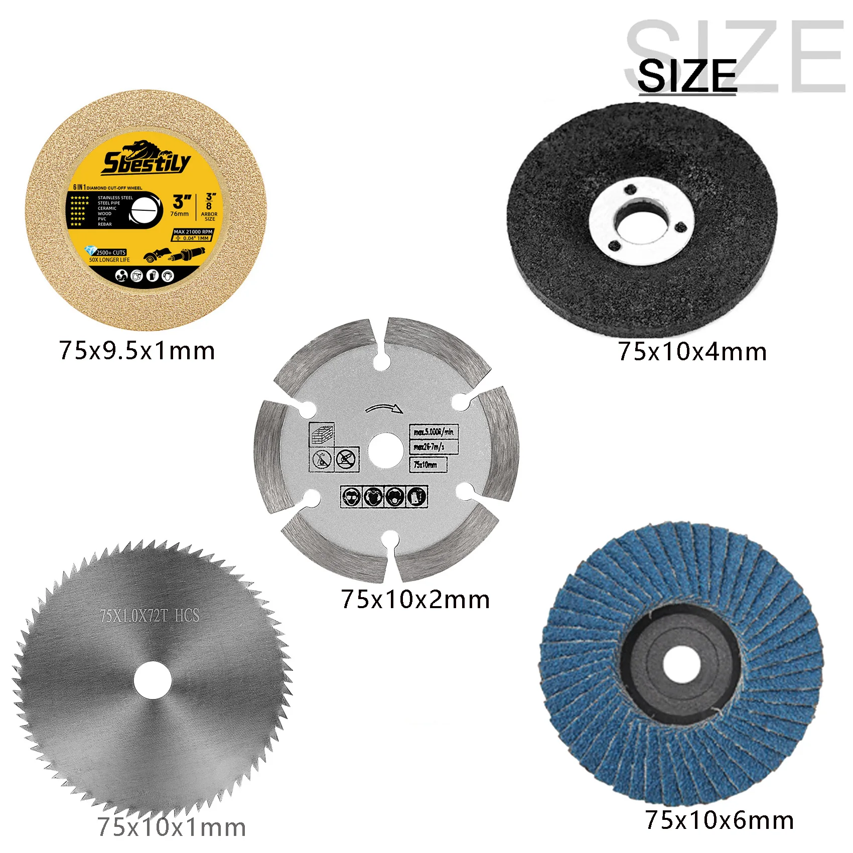 75mm cutting disc griding wheel mini circular resin saw blade 3" wool polishing disc metal wood cutting abrasive tool 16pcs