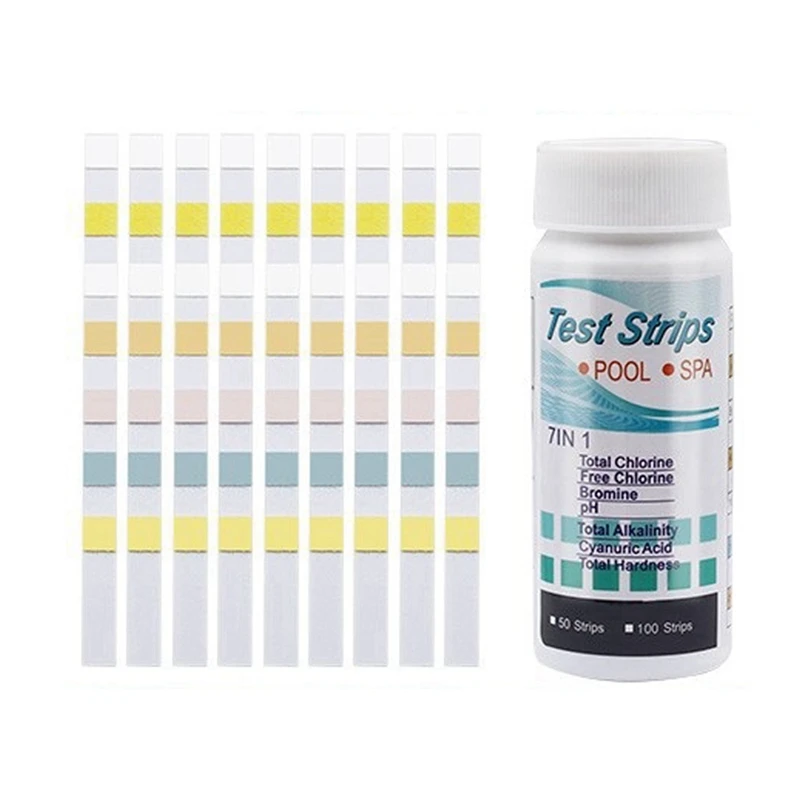 

7-In-1 Swimming Pool Test Paper 1 Bottle Of Water Quality Test Paper 100 Sheets Easy To Carry