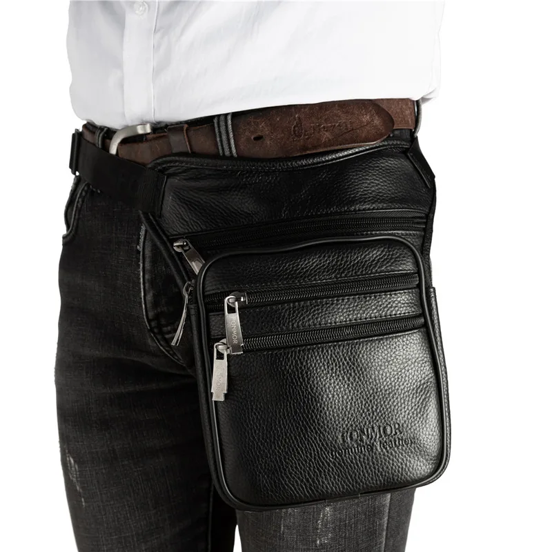 

Men Genuine Leather Drop Leg Bag Military Motorcycle Multi-Purpose Messenger Shoulder Belt Hip Bum Waist Fanny Pack High Quality