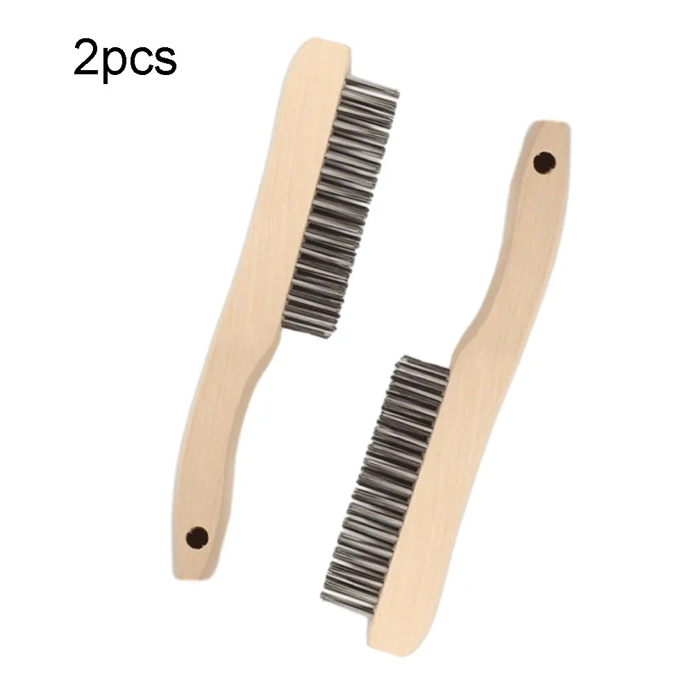 

2pcs Wire Brush 14 Inch Steel Wire Wood Handle Scratch Derusting Brush For Metal Cleaning Paint Coatings Hand Tools