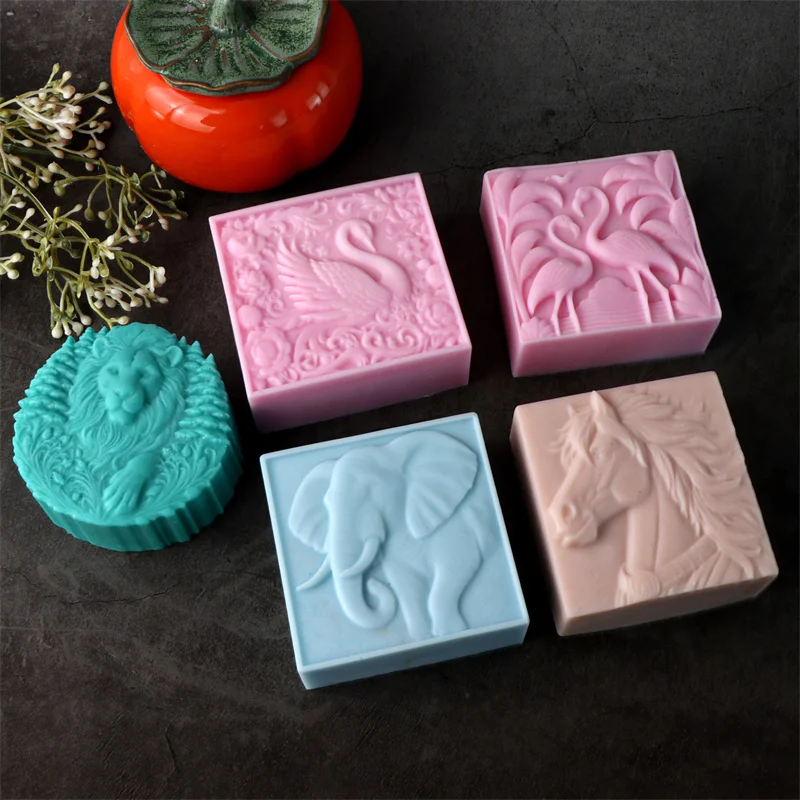 3D Square Animal Horsehead Elephant Silicone Soap Mold DIY Flamingo Tiger Mold Craft Gift Handmade Bath Bomb Making Supplies