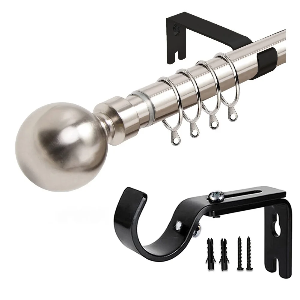 Metal Curtain Rod Brackets Set For Drapery Rod Poles With Screws And Fittings For Curtain Rod Brackets Holder Hardware