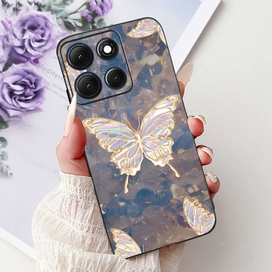 Floral Bamboo Cat Cartoon Soft Silicone Back Cover