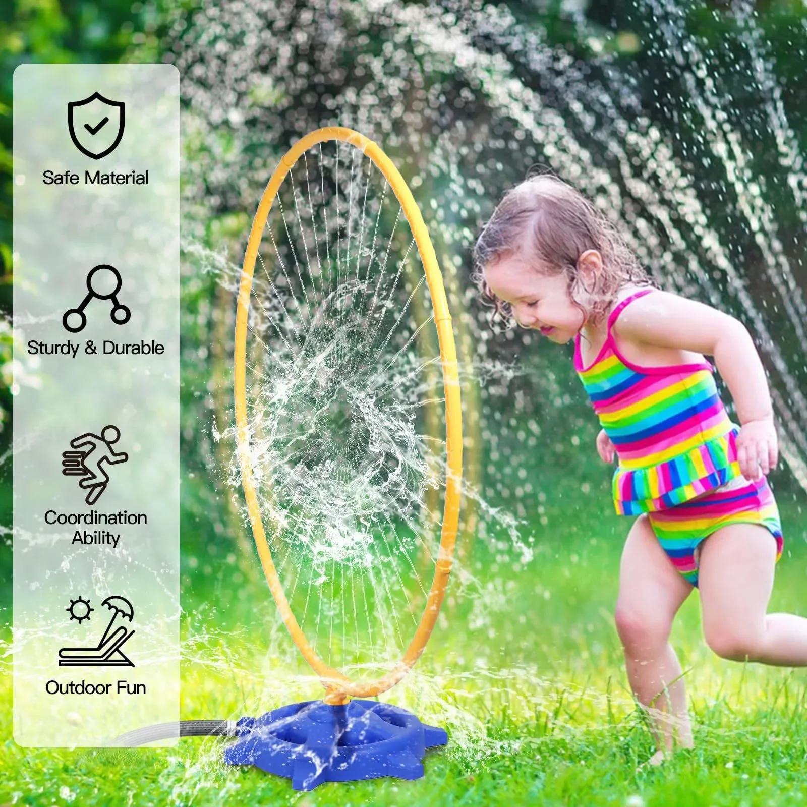 Water Sprinkler for Kids 360 Degree Splash Water Rotation Round Water Spray Toys Backyard Outdoor Water Games for Kids Pets