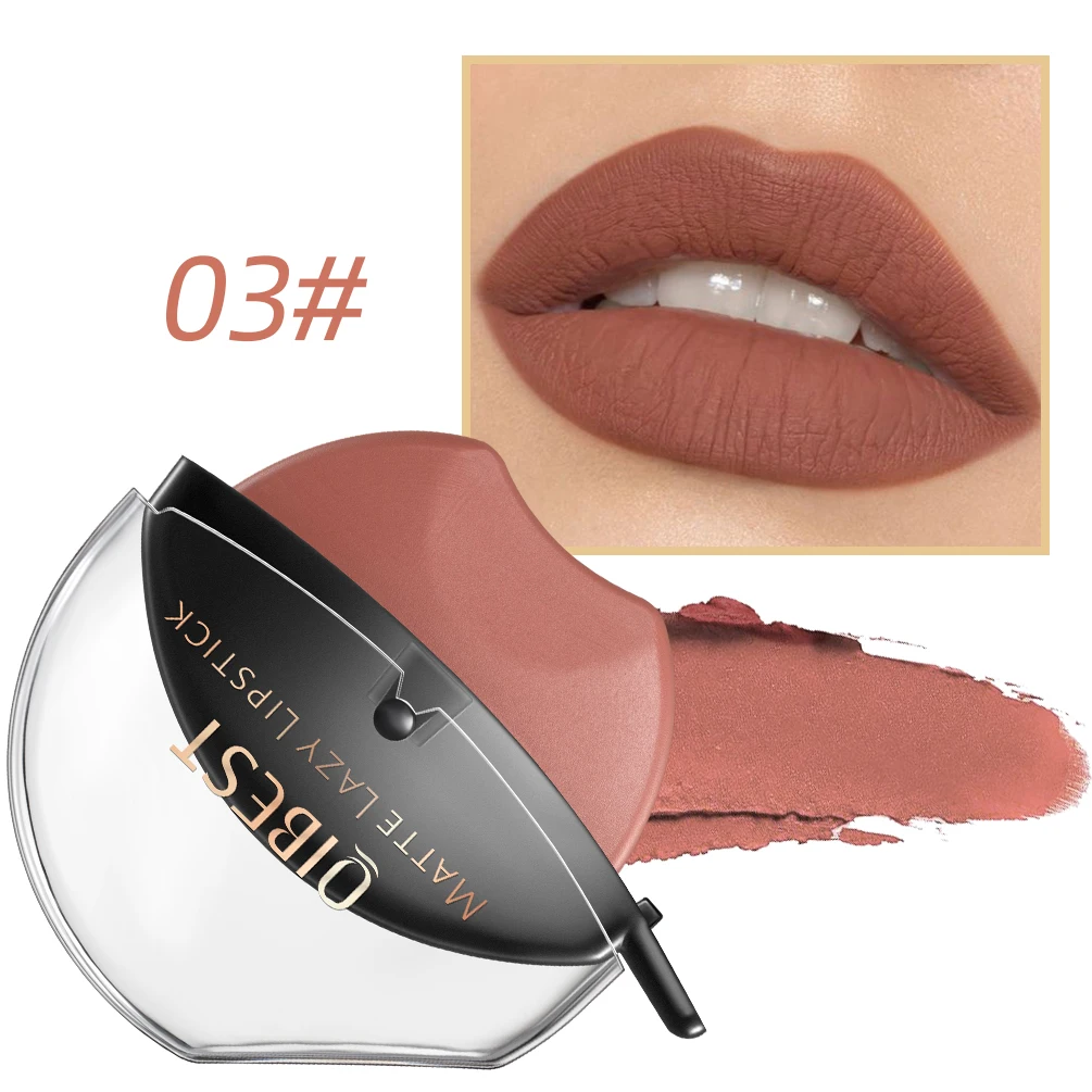 thumbnail image 1 of QIBEST Lip-shaped Lipstick Matte Velvet Mist Lipstick Long Lasting Waterproof Non-stick Cup Easy To Color Lip Tint Beauty Makeup, 1 of 5