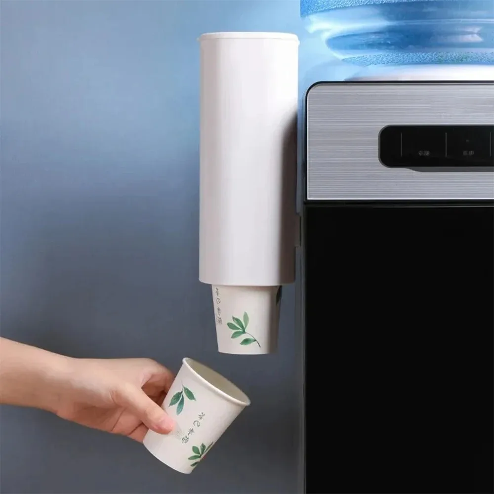 Cup Storage Holder Paper Cup Dispenser Disposable Cup Holder Household Cup Dispenser Water Dispenser Dustproof Wall Mounted Tube Paper Storage Rack