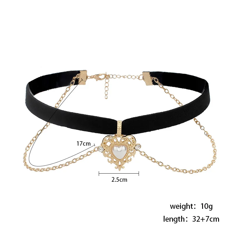 FMR Black Choker Necklace for Women Classic Black Velvet Choker Necklace  Rhinestones Love Heart Chokers Adjustable Necklaces Jewelry for Women and