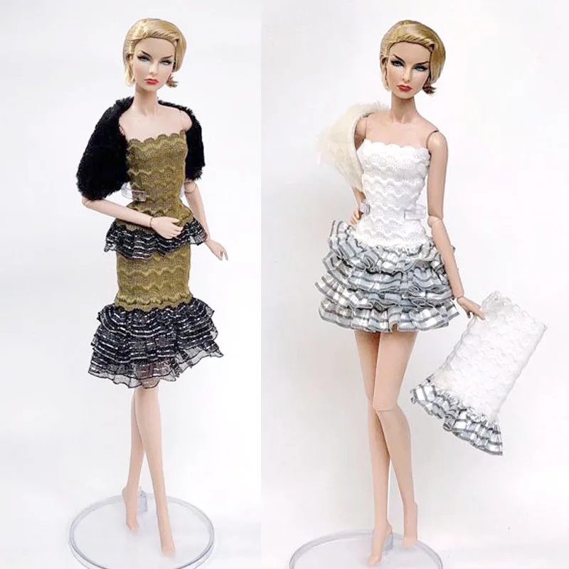 Fashion Doll Clothes For Barbie Doll Outfits Floral Party Dress Gown Shirt & Midi Skirt Dress 1/6 Dolls Accessories Kids Toy