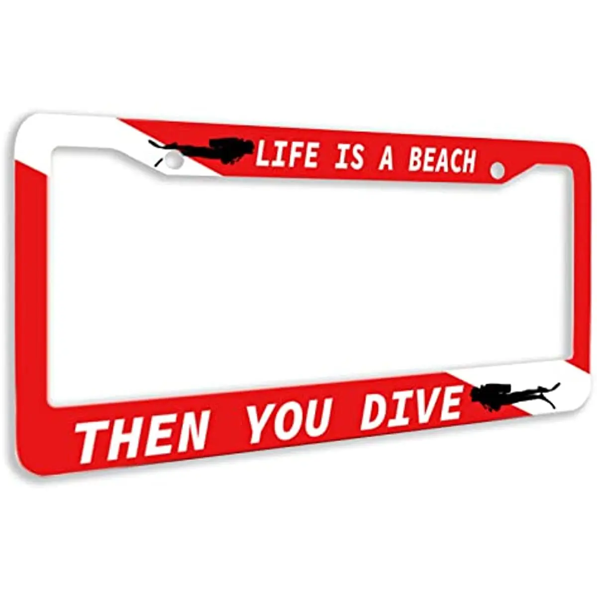 Life Is A Beach Then You Dive Personalise License Plate Frames Metal Car Universal Accessories Stainless License Plate Car Decor