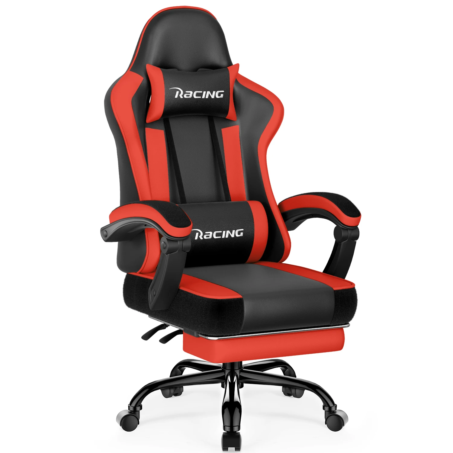 GTPLAYER Ergonomische gamingstoel van stof, belastbaar tot 150 kg, verstelbaar en draaibaar, met veerzitkussen en voetensteun, groen