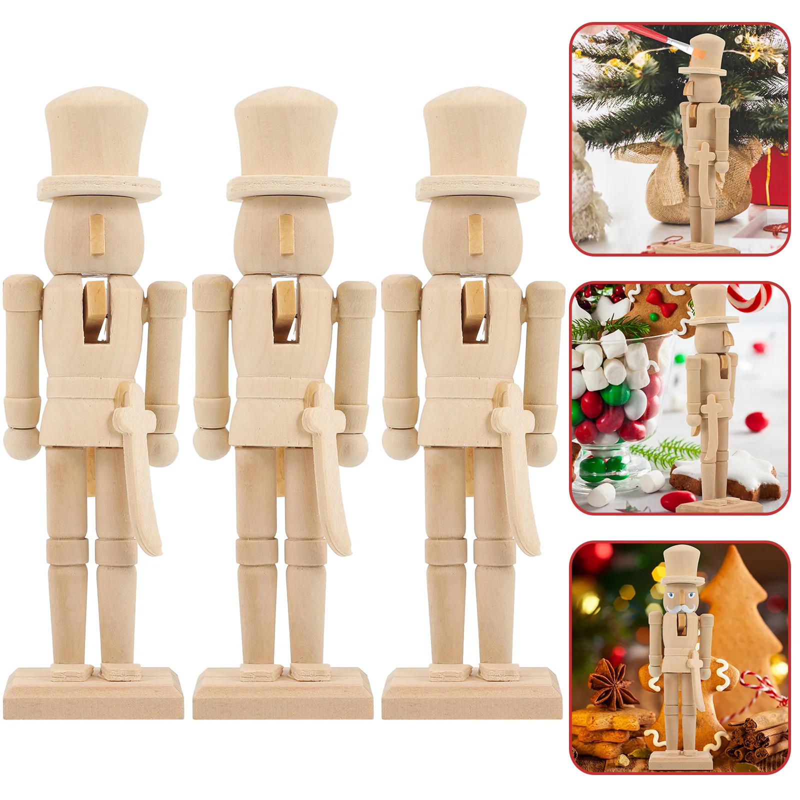 

Christmas Nutcracker Puppet Walnut Soldier Graffiti Painting Nutcracker Wooden Nutcracker Diy Unfinished Walnut Soldier
