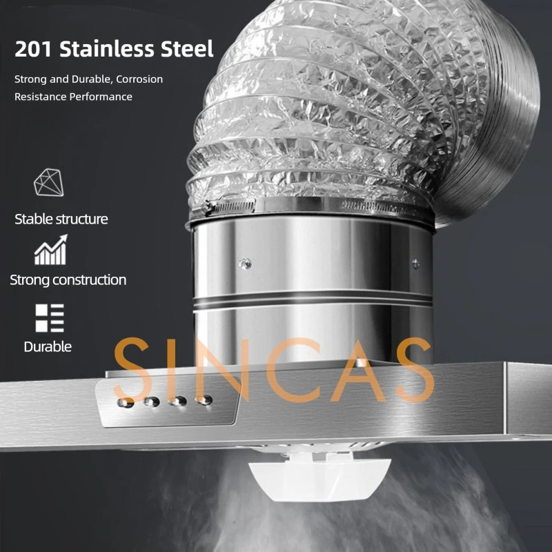 Stainless Steel Range Hood with Lighting Easy-Install Kitchen Exhaust Fan Suction Household Traditional Stove Ventilation System 2