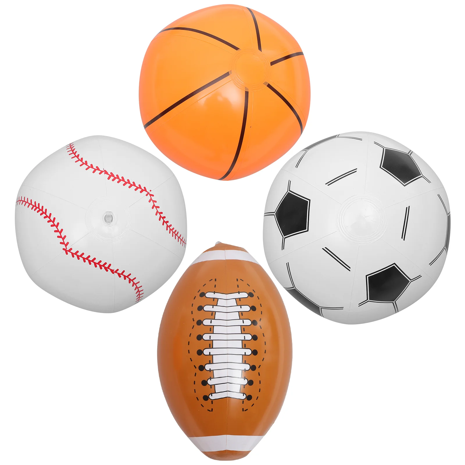 

4 Pcs Baseball Inflatable Beach Pool Soccer Toys Pvc Swimming Basketball