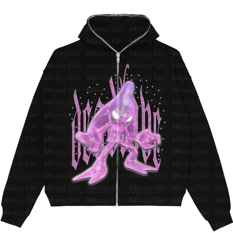 

2022 Y2K Clothes Zip up OverSize Hoodies Coat Hip Hop Streetwear Women Sweatshirt Anime graphics Goth Harajuku Grunge Jacket