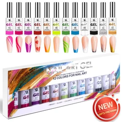 BOZLIN 8ML Nail Art Gel Polish Kit Soak Off UV/LED Semi Permanent Liner Varnish Gel Nail Polish Lacquer Salon Painting Designs