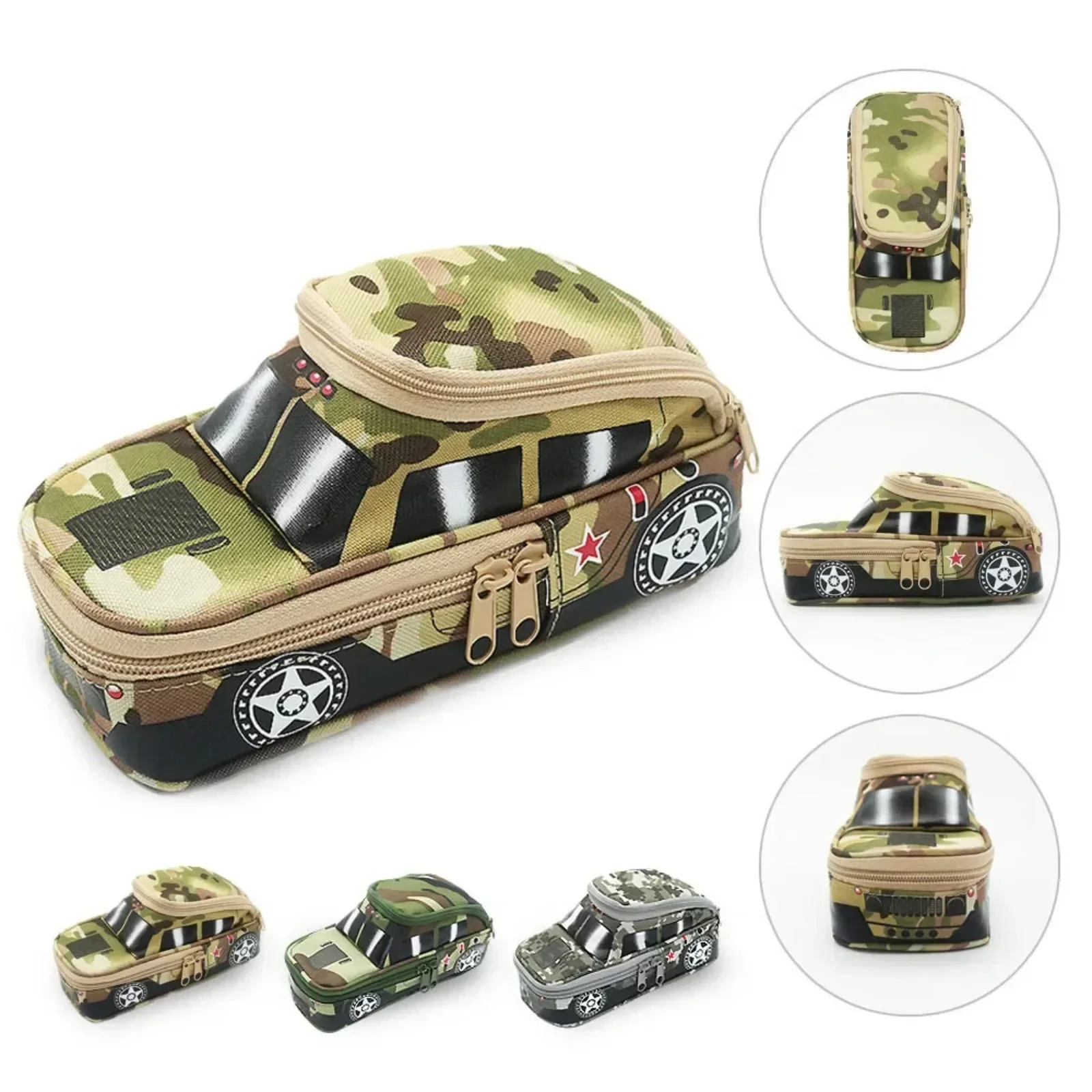 Pencil Case Camouflage Off-road Vehicle Pouch Bag For Boys Children Double Zipper School Stationery Cases pencil cases pen storage bag pencil holder
