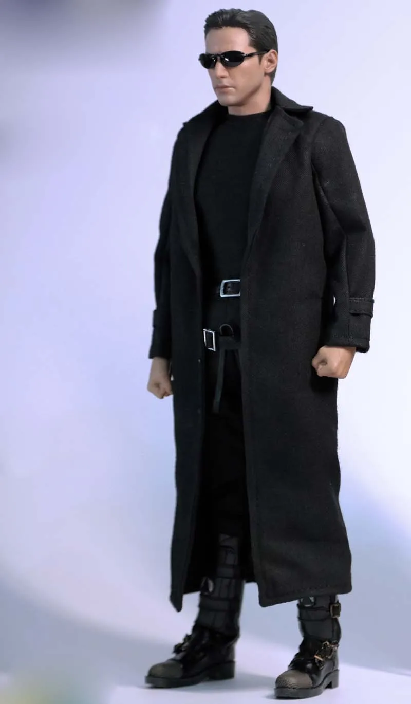 1/6フィギュア用　ロングコート　ブラック　黒 メンズロングトレンチコート,ウインドブレーカー,12インチ
