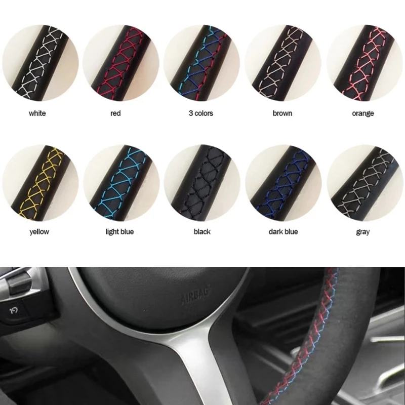 Customized Car Steering Wheel Cover Anti-Slip Leather Original Braid For Dodge Grand Caravan Journey Avenger Durango Accessories