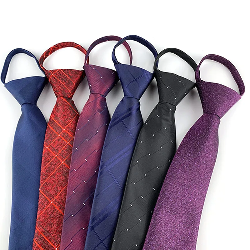 

7cm Men's Business Wedding Neckties Knotless Lazy Zipper Tie Suit Accessories Holiday Party Gifts for Men