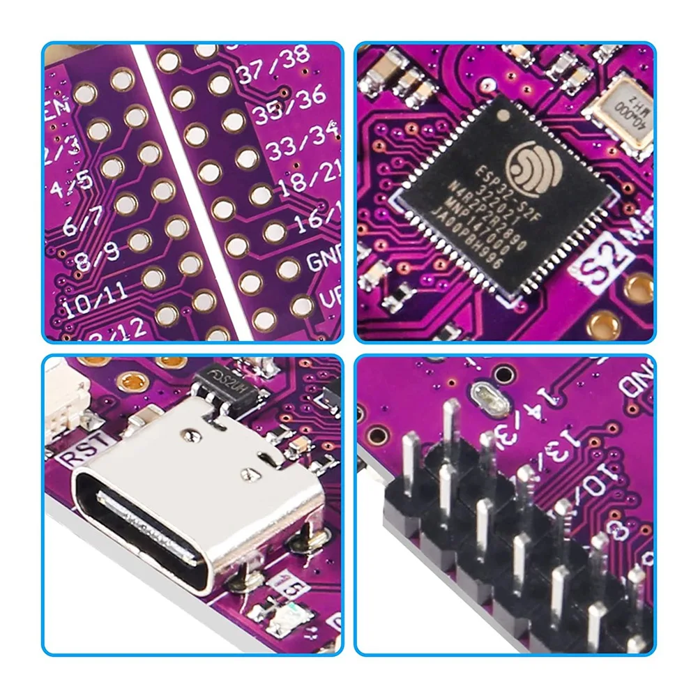 6Pcs ESP32 S2 Mini V1.0.0 WiFi IOT Board Based ESP32-S2FN4R2 ESP32-S2 4MB Flash 2MB PSRAM MicroPy