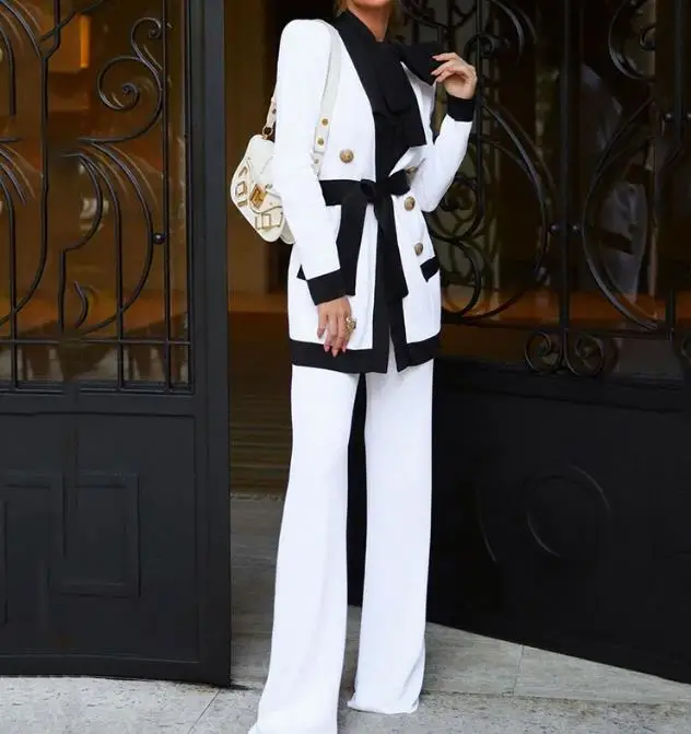 

Women's Fashion Suit Sets Two Piece Set Outfits for Women Autumn New Elegant Commuting Solid Long Sleeves Top & Loose Pants Set