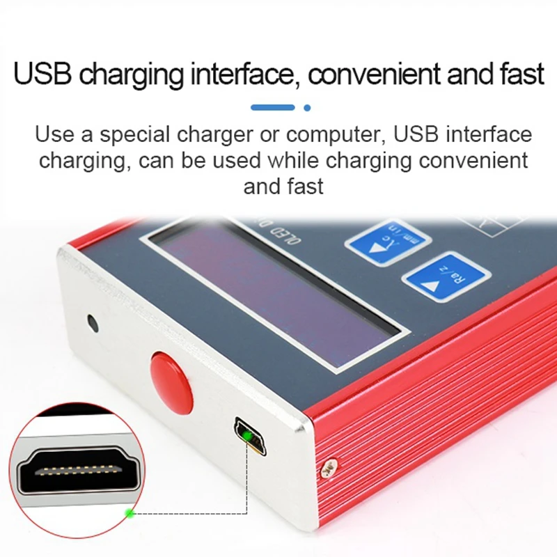 Portable Surface Roughness Tester OLED Color Display Ra Rz Rq Rt Ex-circle Conical Flat Surface Roughness Real-time Data Monitor
