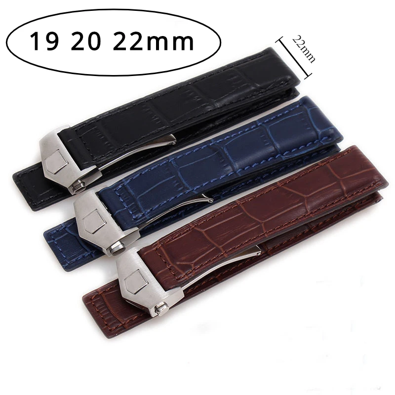 Accessori Per Orologi Cinturino In Pelle Per Tag Heuer Tag Heuer Carrera 19 20 22Mm Bracciale Nero Marrone Blu Cintura Da Uomo In Pelle Bovina