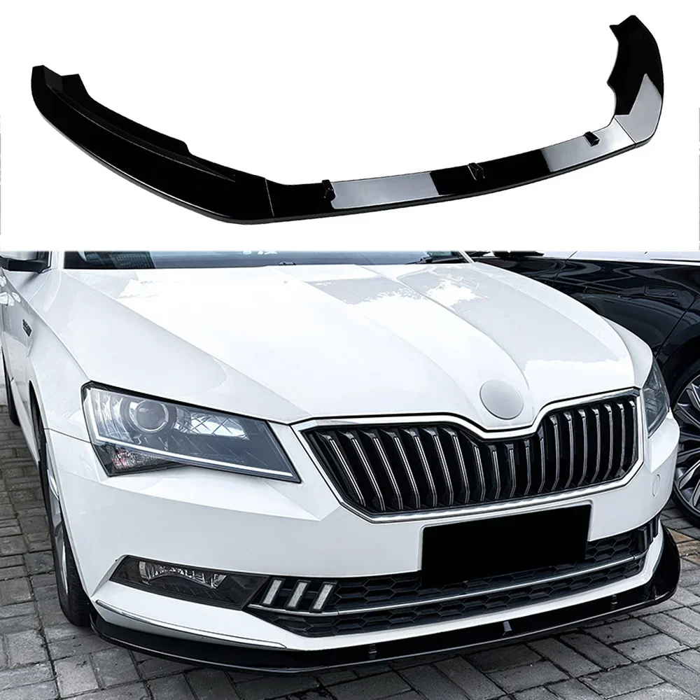 For Skoda Superb III 3V3 3V5 3Pcs Front Bumper Lip Spoiler Splitter Superb  B8 TSI TDI 2015-2019 PRE-Lci Diffuser Bodykits Tuning