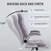 High Back Fabric Office Chair Purple, Velvet Executive Desk Chair With Flip-Up Arms, Ergonomic Office Chairs With Lumbar 3
