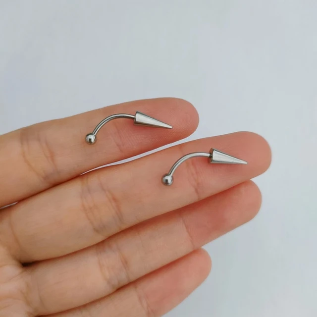 2PCS 316L Stainless Steel Eyebrow Piercing Spike Ring Curved Eyebrow Jewelry  Punk Pircing Free Shipping Hypoallergenic