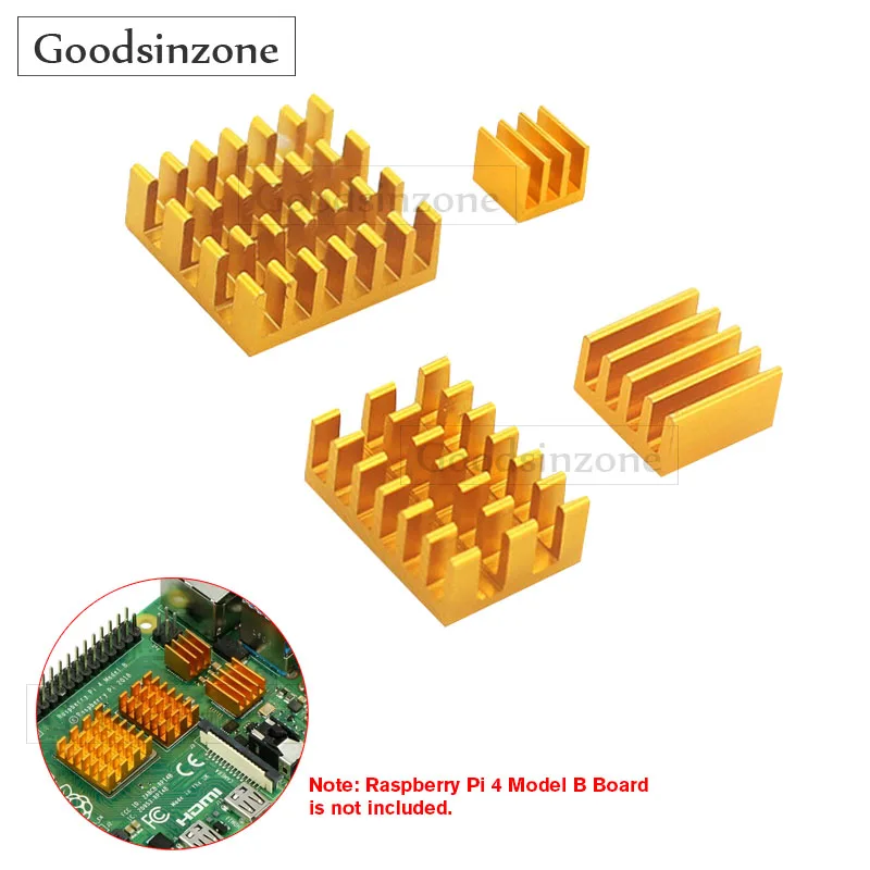 4 Pz/Lotto Kit Dissipatore Di Calore Raspberry Pi 4 Modello B 4B, Set Dissipatori Di Calore Dissipatore Di Calore In Alluminio Dorato Per Raspberry Pi