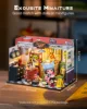 Robotime DIY Miniature House Kit Mini Dollhouse Garage Workshop Tiny House Making Kit with LED Light Decorative for Children 2