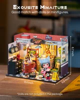 Robotime DIY Miniature House Kit Mini Dollhouse Garage Workshop Tiny House Making Kit with LED Light Decorative for Children 2