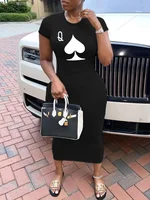 Women's Sexy Long Tshirt  Short Sleeved Summer Plus Size Black  Dress  Black Print  Tshirts dress Fashion White T-shirt Cas - Image 5